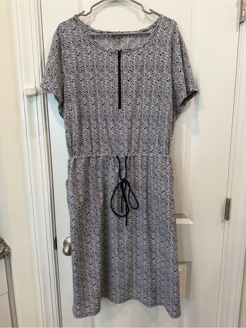 Talbots Navy and White Geometric Midi Dress size 2X